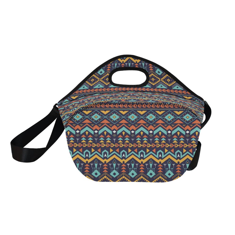 Aztec Style Print Pattern Neoprene Lunch Bag (Model 1669)(Large)-JTAMIGO.COM