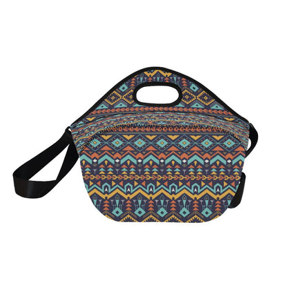Aztec Style Print Pattern Neoprene Lunch Bag (Model 1669)(Large)-JTAMIGO.COM