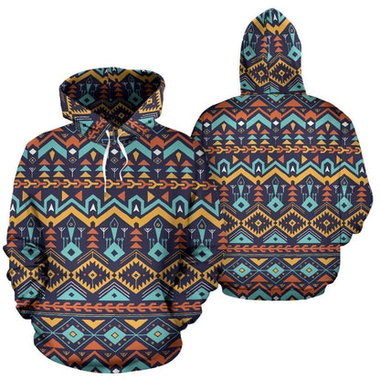 Aztec Style Print Pattern Pullover Hoodie