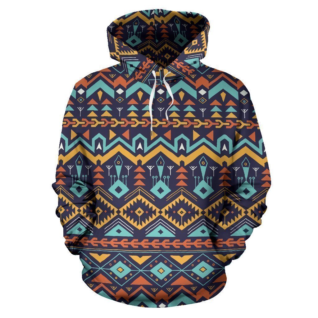 Aztec Style Print Pattern Pullover Hoodie