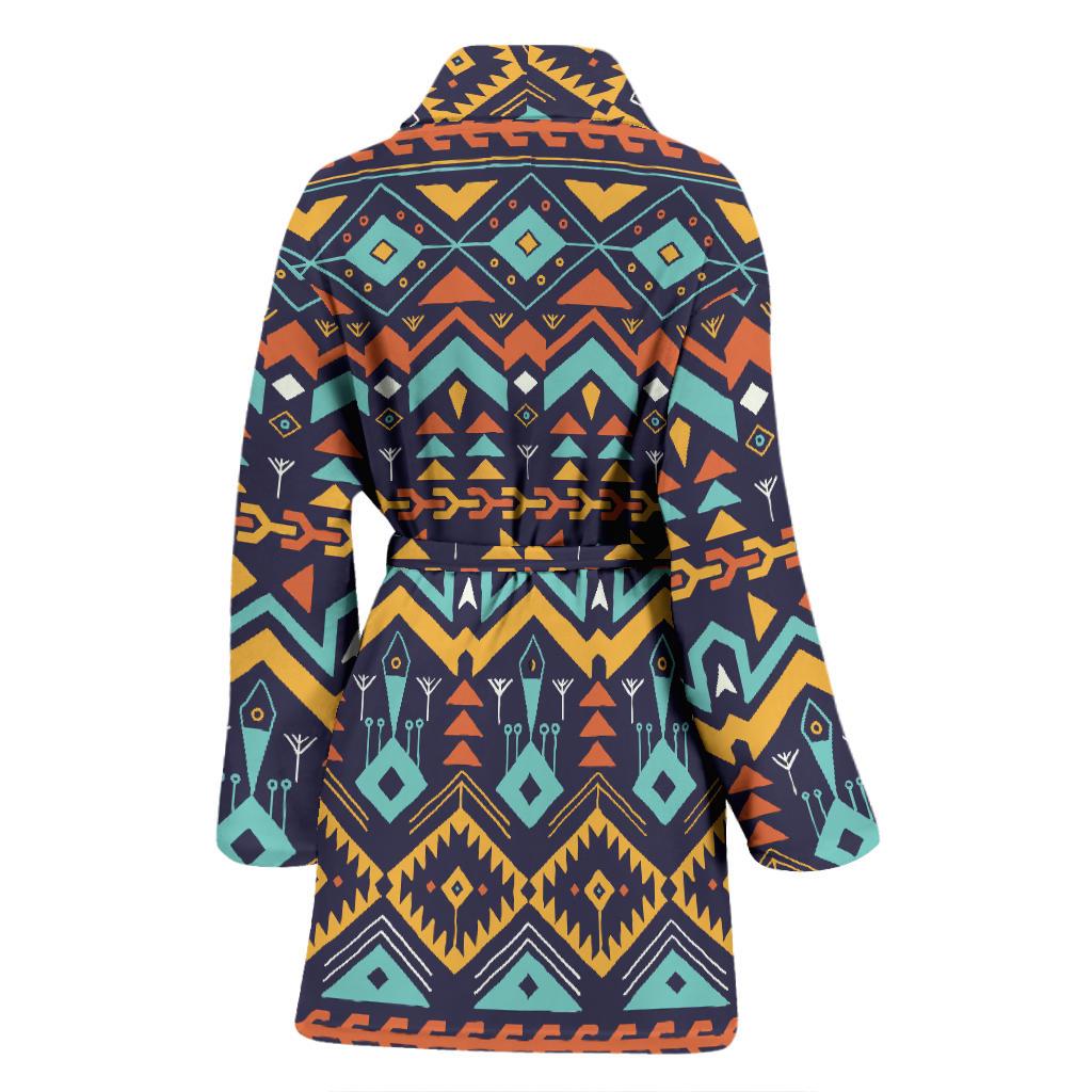 Aztec Style Print Pattern Women Bath Robe-JTAMIGO.COM