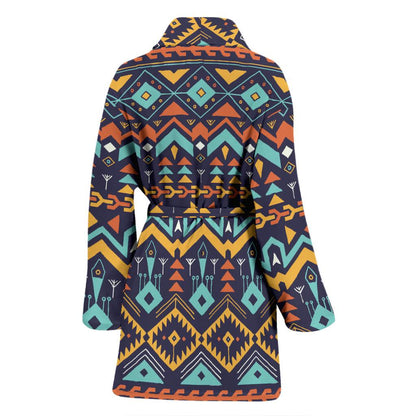 Aztec Style Print Pattern Women Bath Robe-JTAMIGO.COM