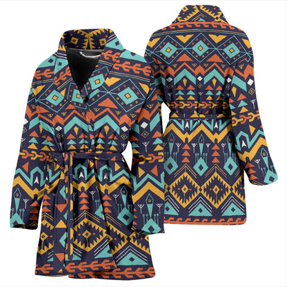 Aztec Style Print Pattern Women Bath Robe-JTAMIGO.COM