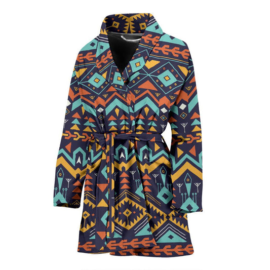 Aztec Style Print Pattern Women Bath Robe-JTAMIGO.COM
