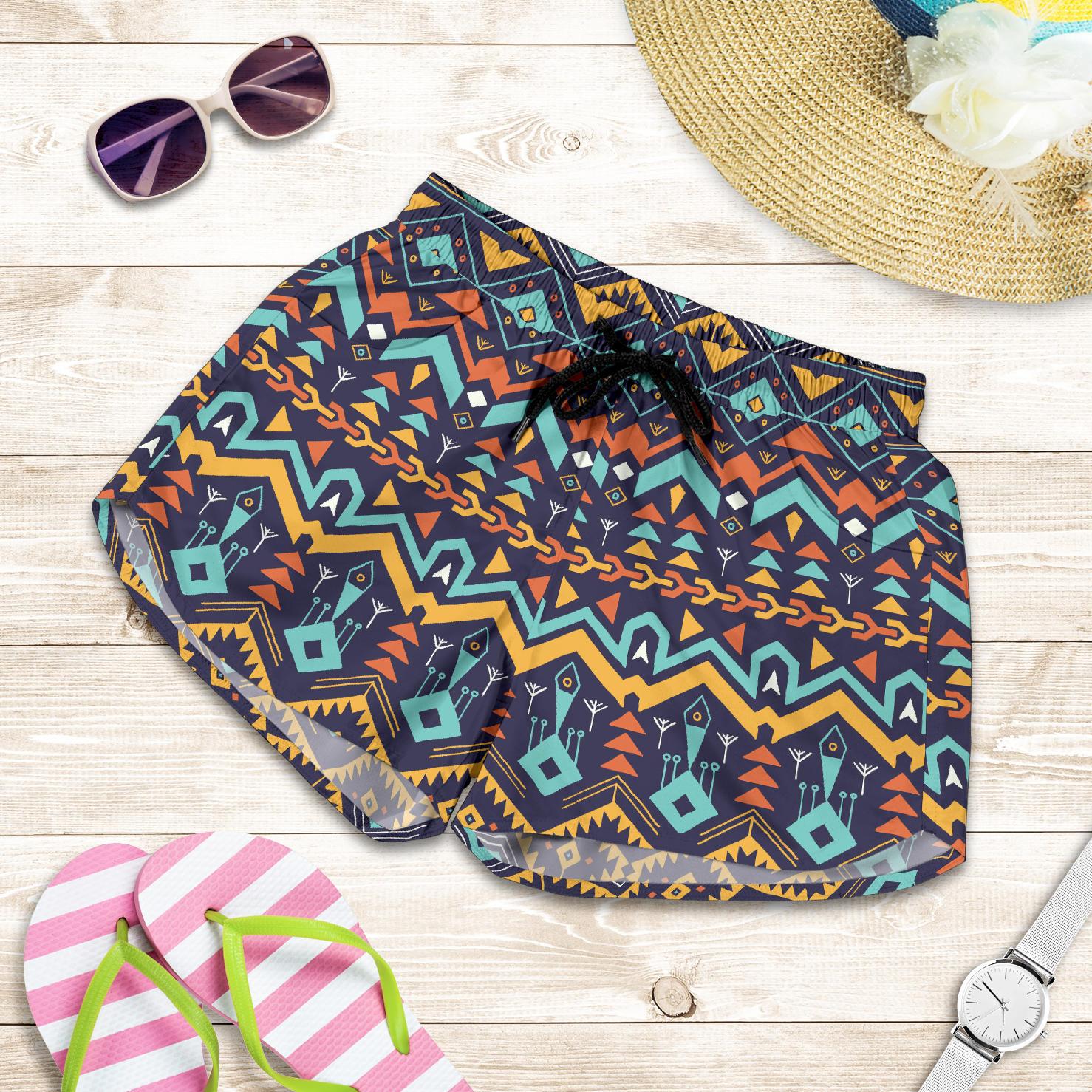 Aztec Style Print Pattern Women Shorts-JTAMIGO.COM