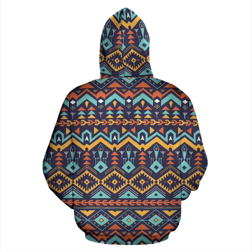 Aztec Style Print Pattern Zip Up Hoodie