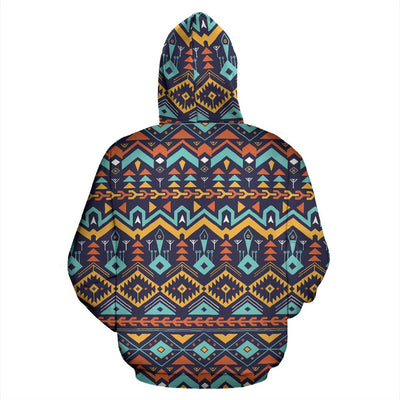 Aztec Style Print Pattern Zip Up Hoodie