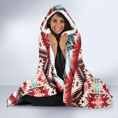 Aztec Western Style Print Pattern Hooded Blanket-JTAMIGO.COM