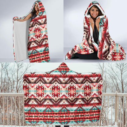 Aztec Western Style Print Pattern Hooded Blanket-JTAMIGO.COM