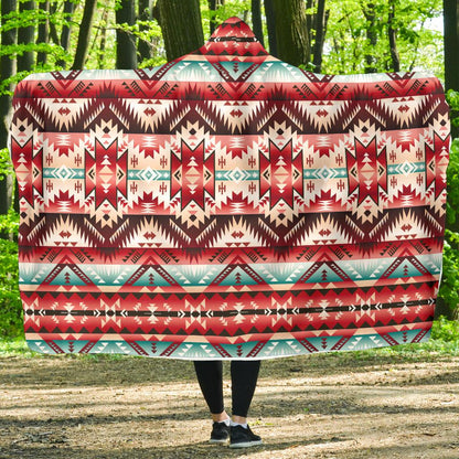 Aztec Western Style Print Pattern Hooded Blanket-JTAMIGO.COM