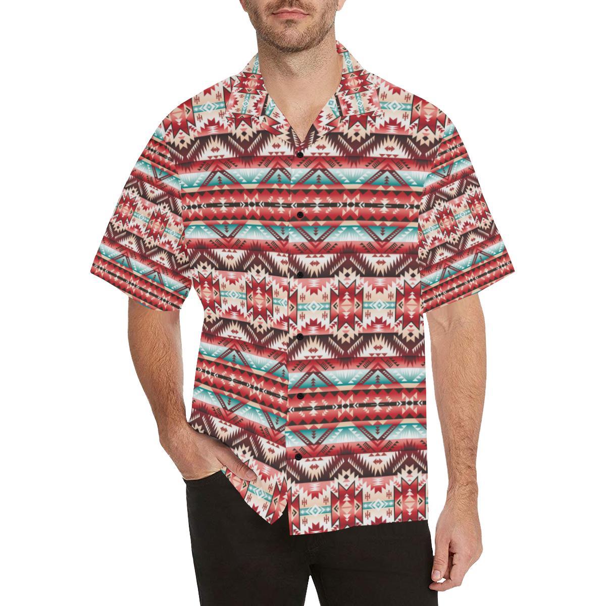 Aztec Western Style Print Pattern Men Aloha Hawaiian Shirt