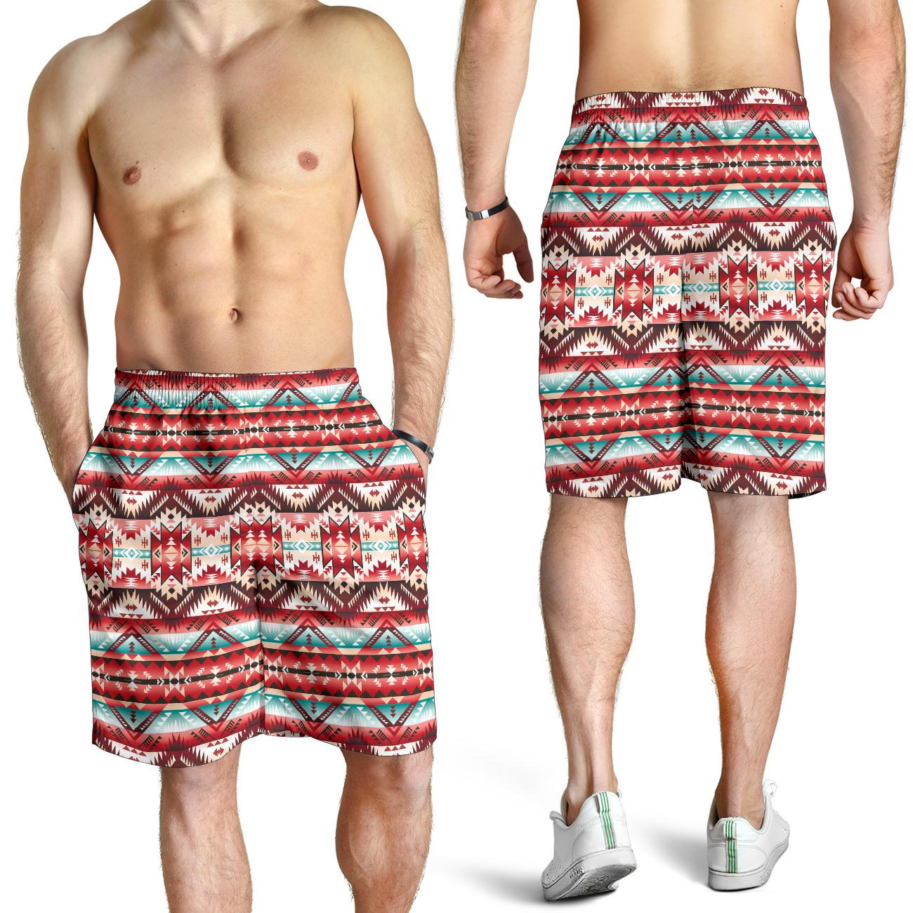 Aztec Western Style Print Pattern Mens Shorts-JTAMIGO.COM