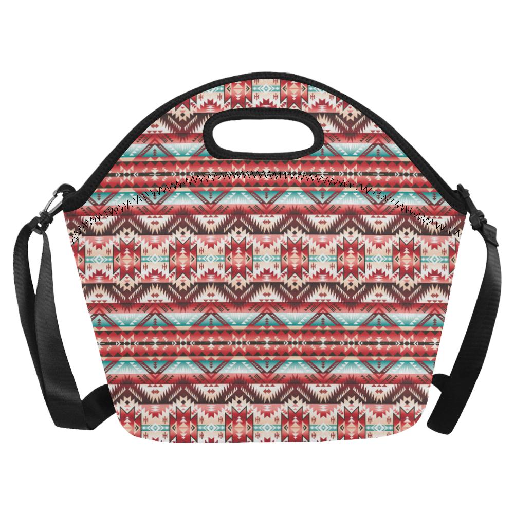 Aztec Western Style Print Pattern Neoprene Lunch Bag (Model 1669)(Large)-JTAMIGO.COM