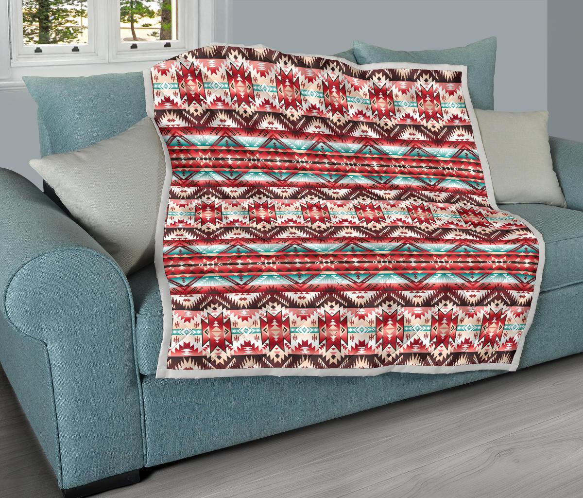 Aztec Western Style Print Pattern Premium Quilt-JTAMIGO.COM