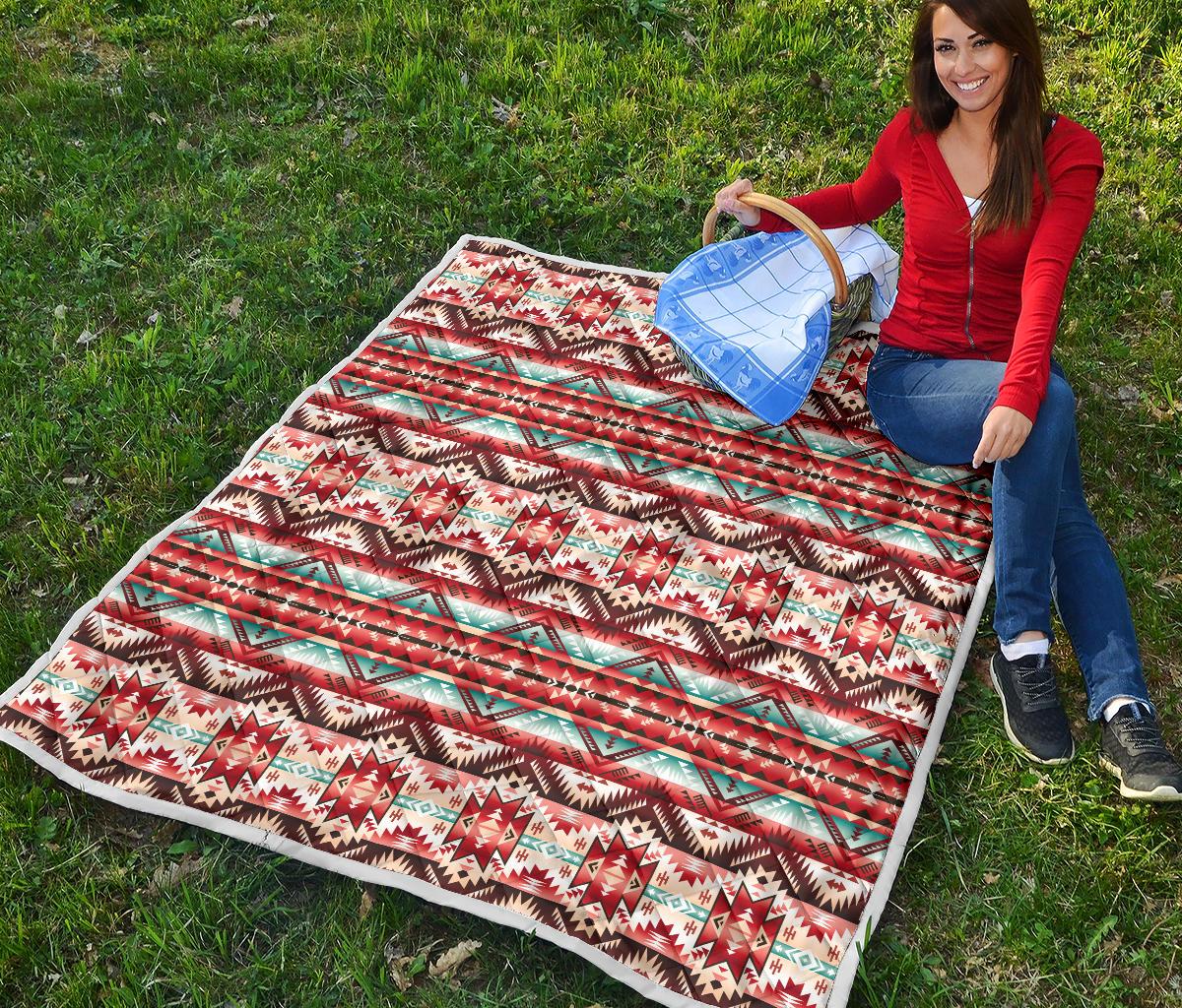 Aztec Western Style Print Pattern Premium Quilt-JTAMIGO.COM