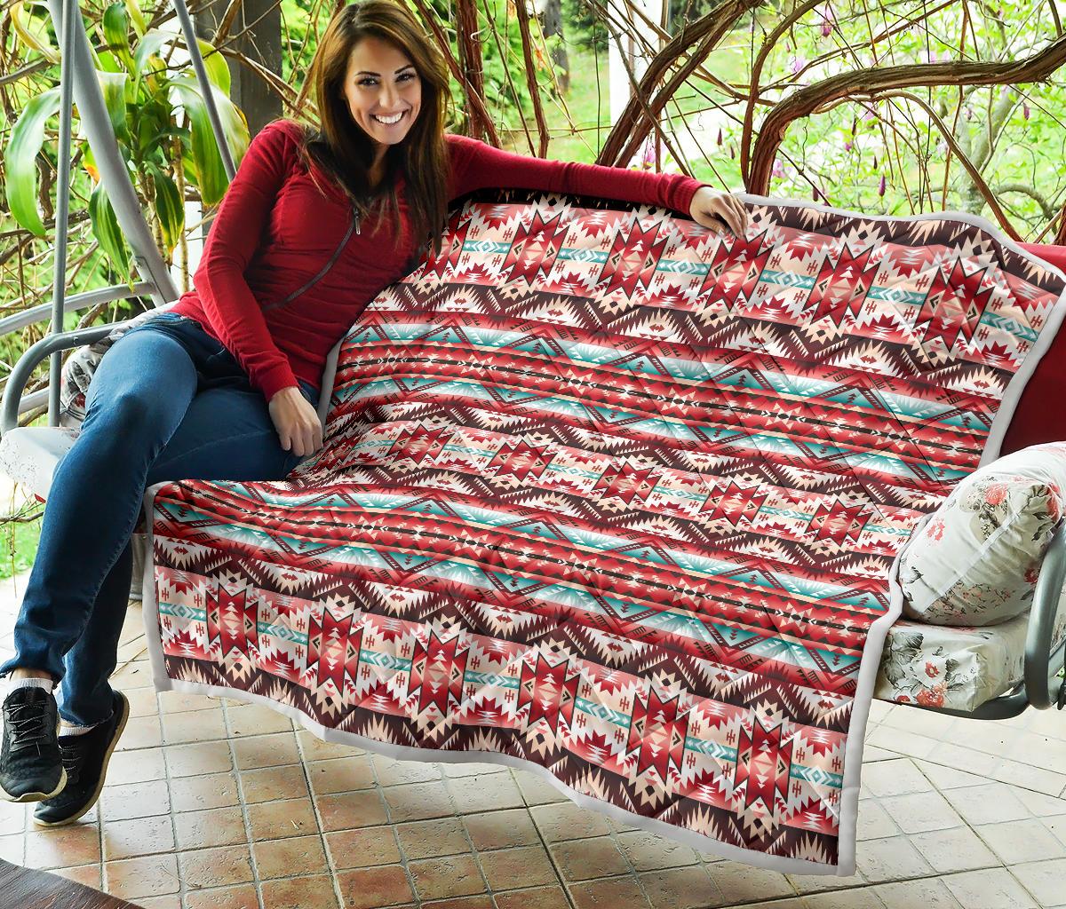 Aztec Western Style Print Pattern Premium Quilt-JTAMIGO.COM