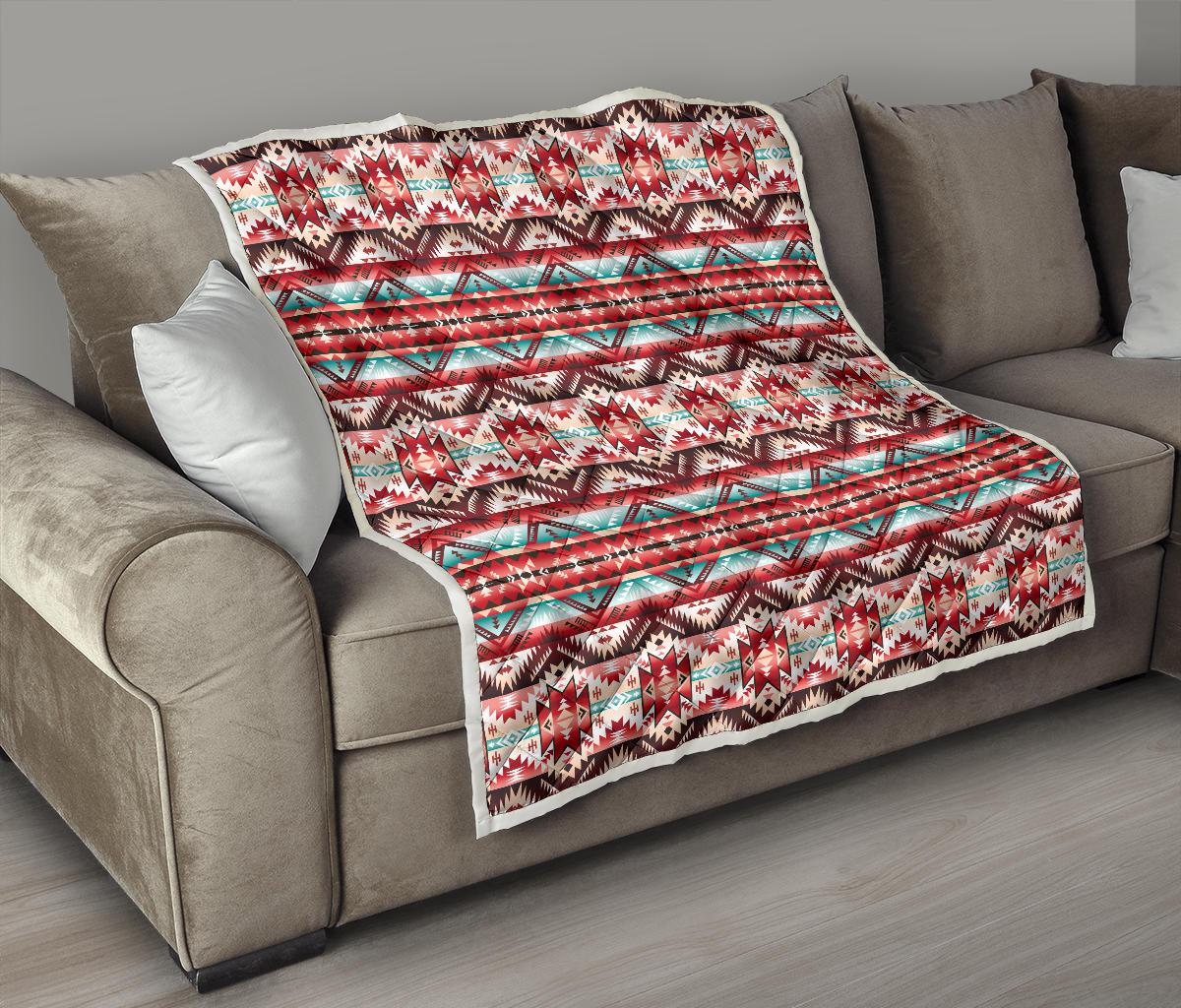Aztec Western Style Print Pattern Premium Quilt-JTAMIGO.COM