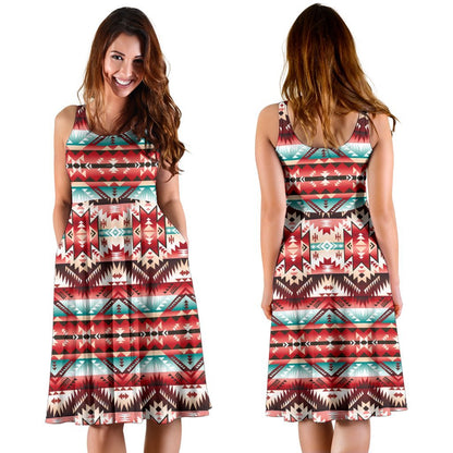 Aztec Western Style Print Pattern Sleeveless Dress