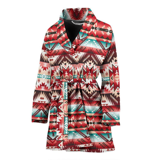 Aztec Western Style Print Pattern Women Bath Robe-JTAMIGO.COM