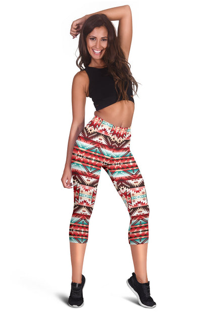 Aztec Western Style Print Pattern Women Capris