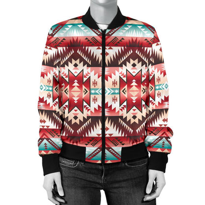 Aztec Western Style Print Pattern Women Casual Bomber Jacket
