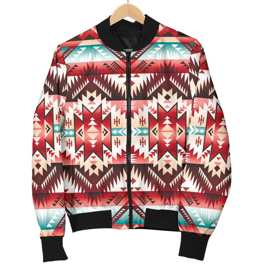 Aztec Western Style Print Pattern Women Casual Bomber Jacket