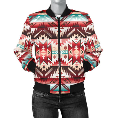 Aztec Western Style Print Pattern Women Casual Bomber Jacket