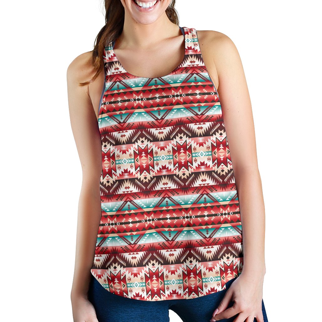 Aztec Western Style Print Pattern Women Racerback Tank Top