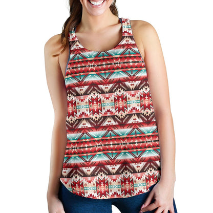 Aztec Western Style Print Pattern Women Racerback Tank Top