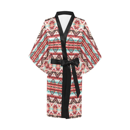 Aztec Western Style Print Pattern Women Short Kimono Robe