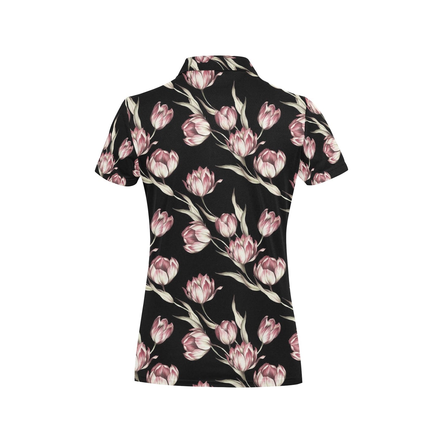 Tulip Pink Pattern Print Design TP02 Women's Polo Shirt