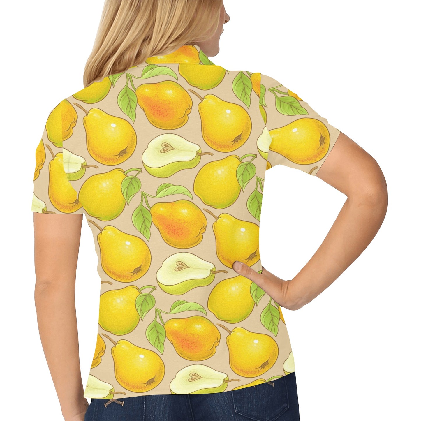 Pear Pattern Print Design PE05 Women's Polo Shirt