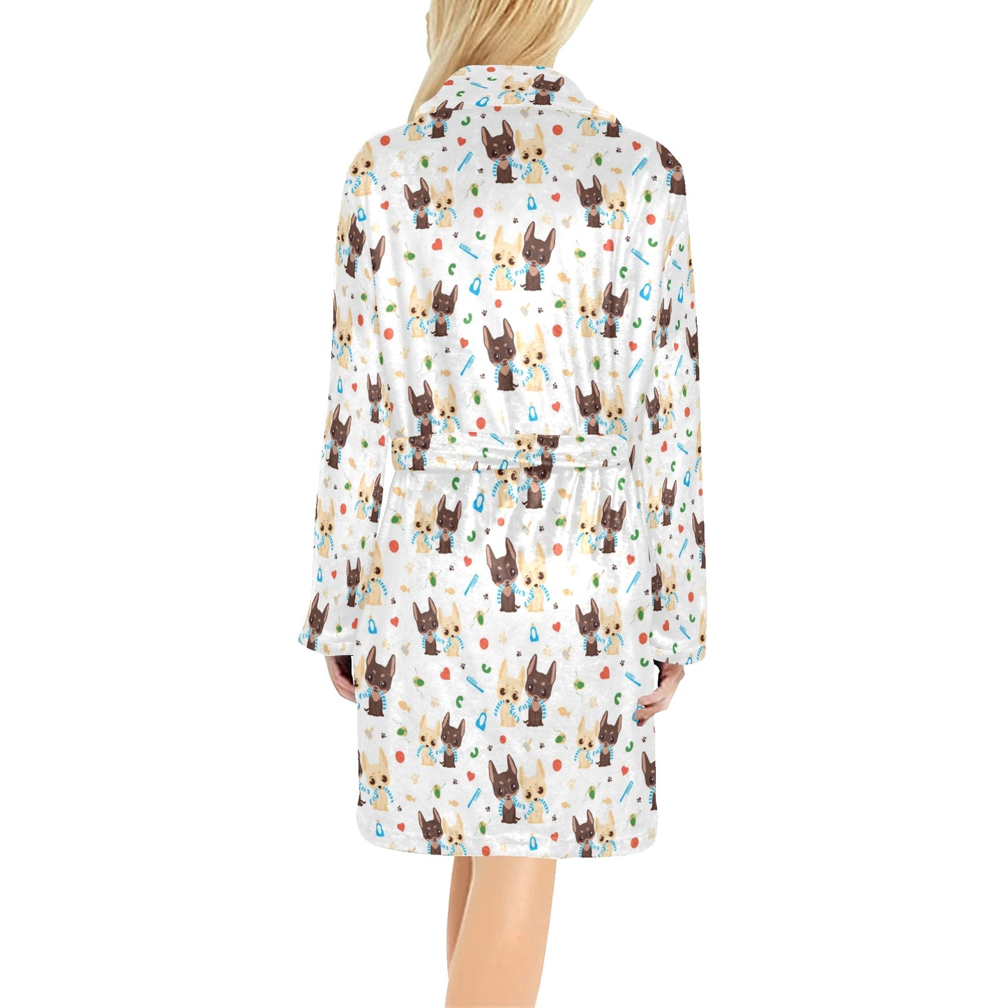 Chihuahua Pattern Print Design 06 Women's Fleece Robe