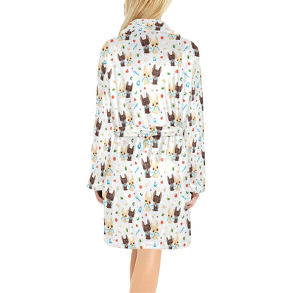 Chihuahua Pattern Print Design 06 Women's Fleece Robe