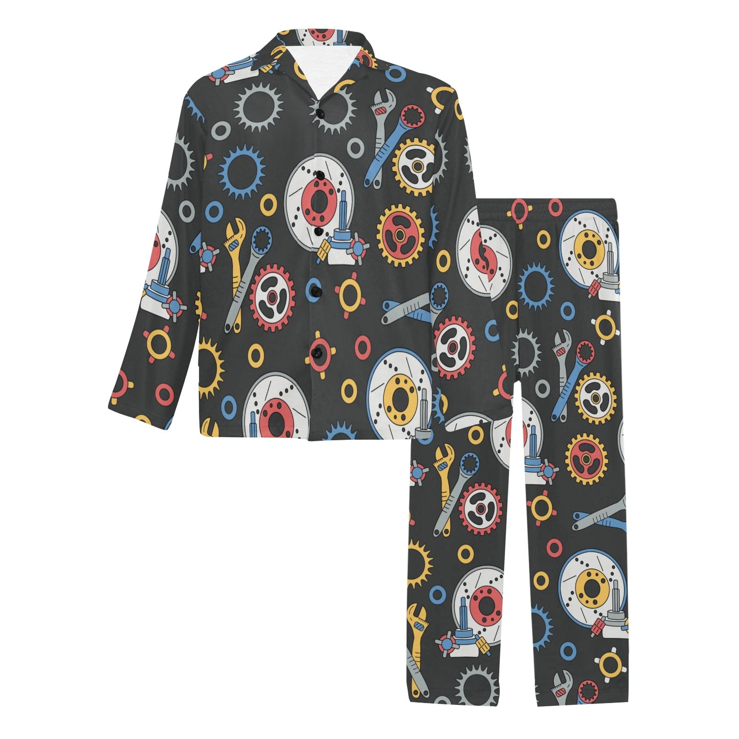 Mechanic Pattern Print Design 01 Men's Long Pajama Set