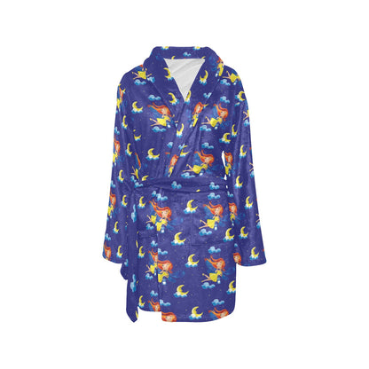 Fairy with Moon Print Pattern Women's Fleece Robe
