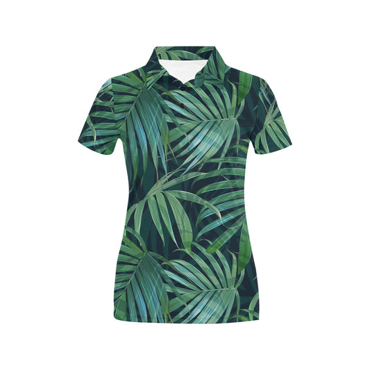 Tropical Flower Pattern Print Design TF011 Women's Polo Shirt