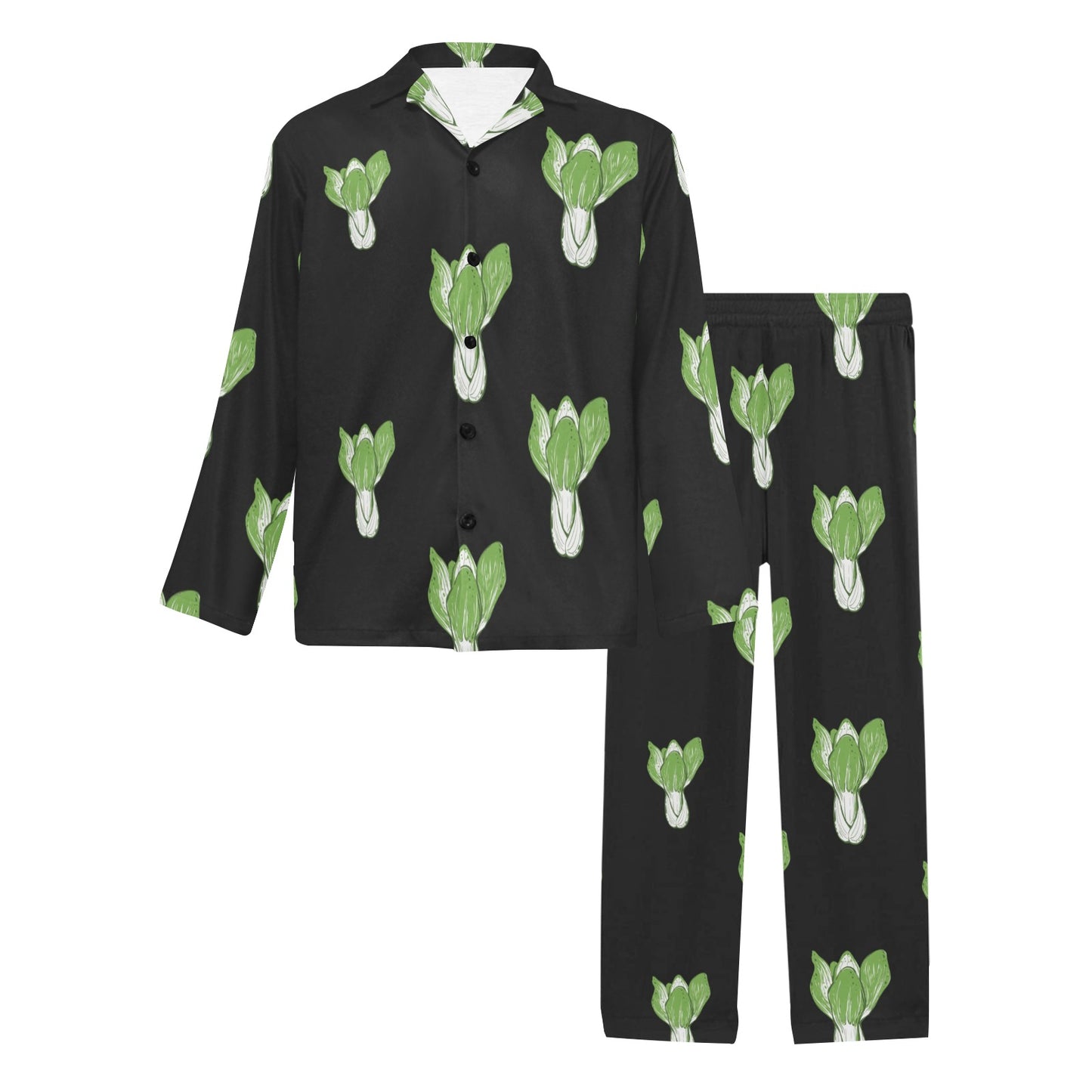 Kale Pattern Print Design 02 Men's Long Pajama Set