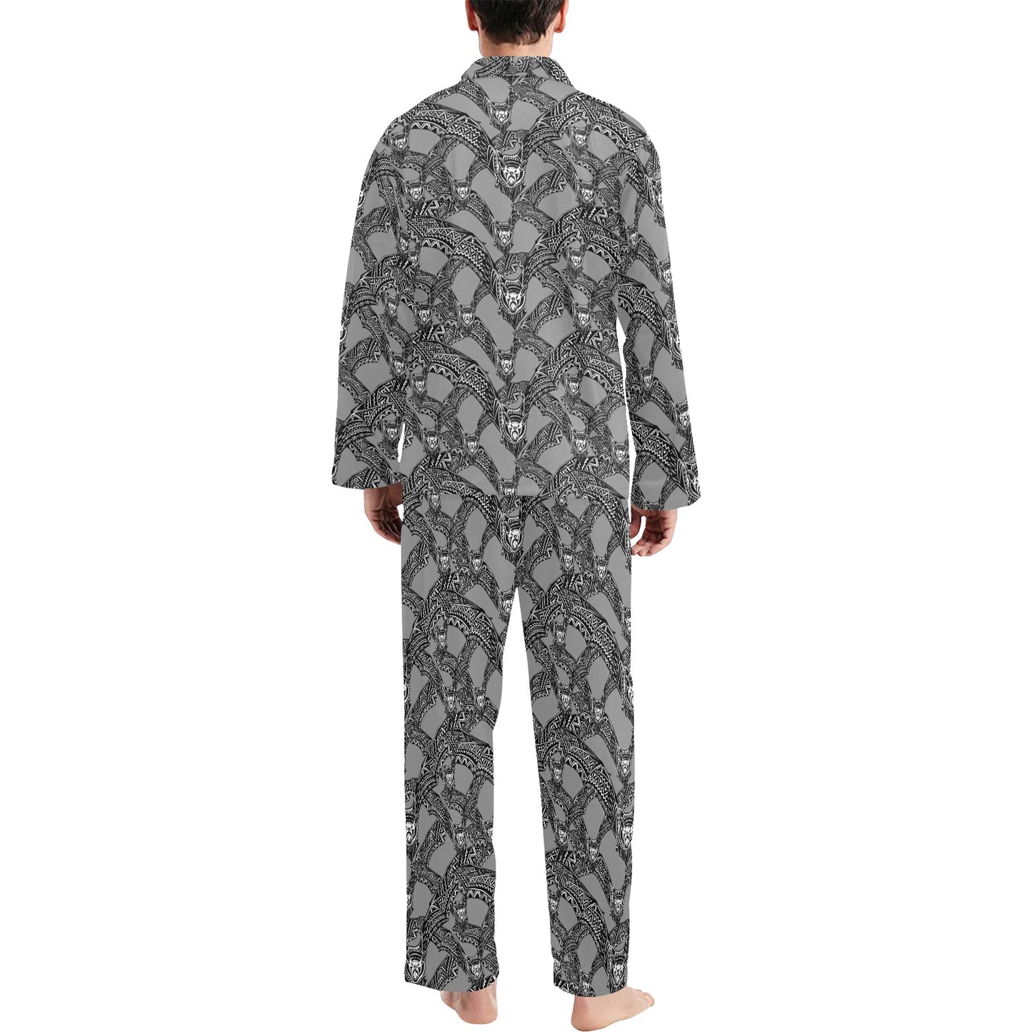 Bat Pattern Print Design 04 Men's Long Pajama Set
