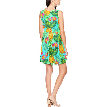 Pineapple Pattern Print Design PP010 Sleeveless Dress