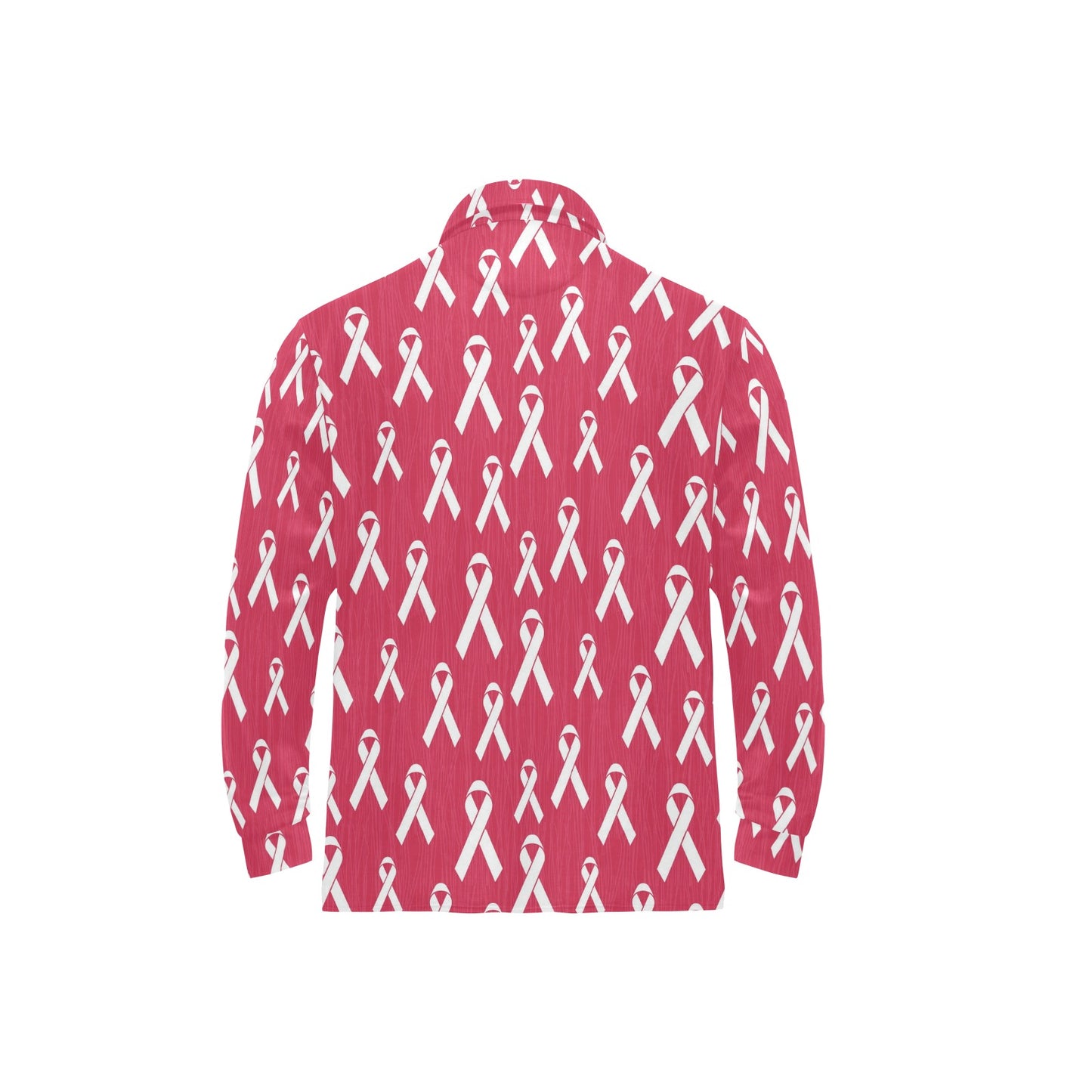 Breast Cancer Awareness Symbol Long Sleeve Polo Shirt For Men's