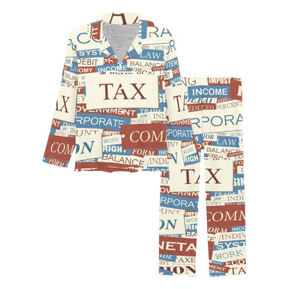 Accounting Financial Pattern Print Design 01 Women's Long Pajama Set