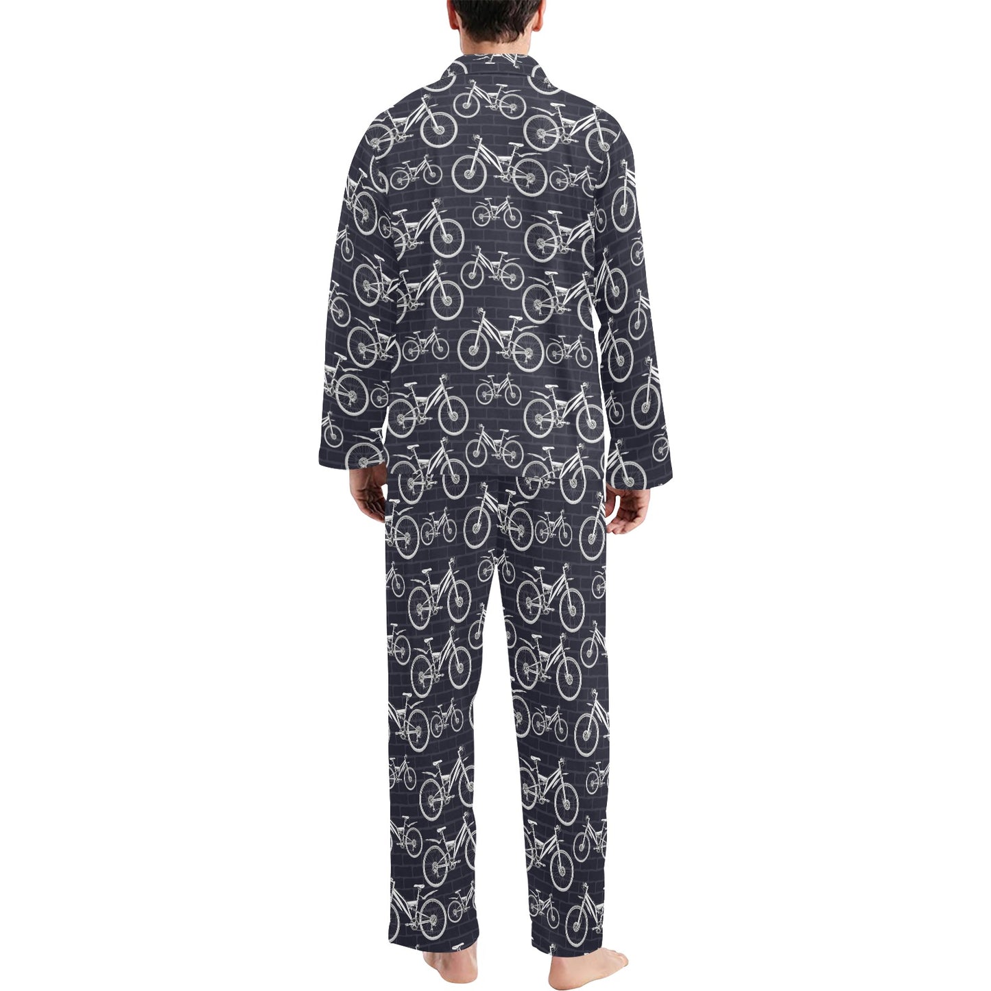Mountain bike Pattern Print Design 02 Men's Long Pajama Set