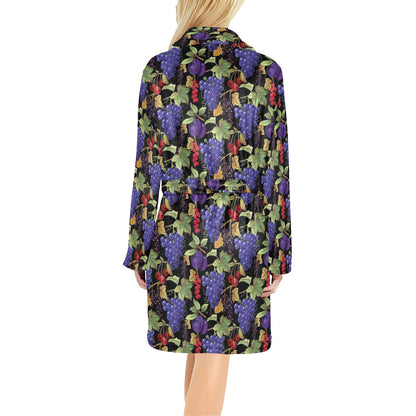 Grape Pattern Print Design GP05 Women's Fleece Robe
