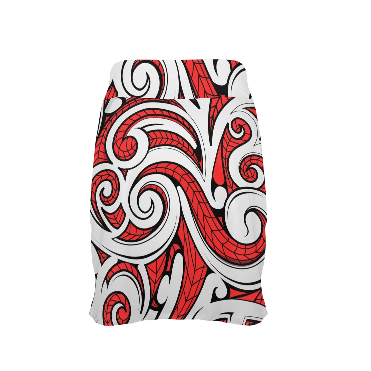 Maori Polynesian Themed Design Print 17" Golf & Pickleball Skort with Pockets