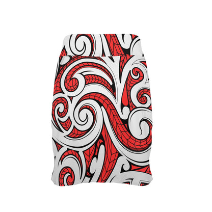 Maori Polynesian Themed Design Print 17" Golf & Pickleball Skort with Pockets