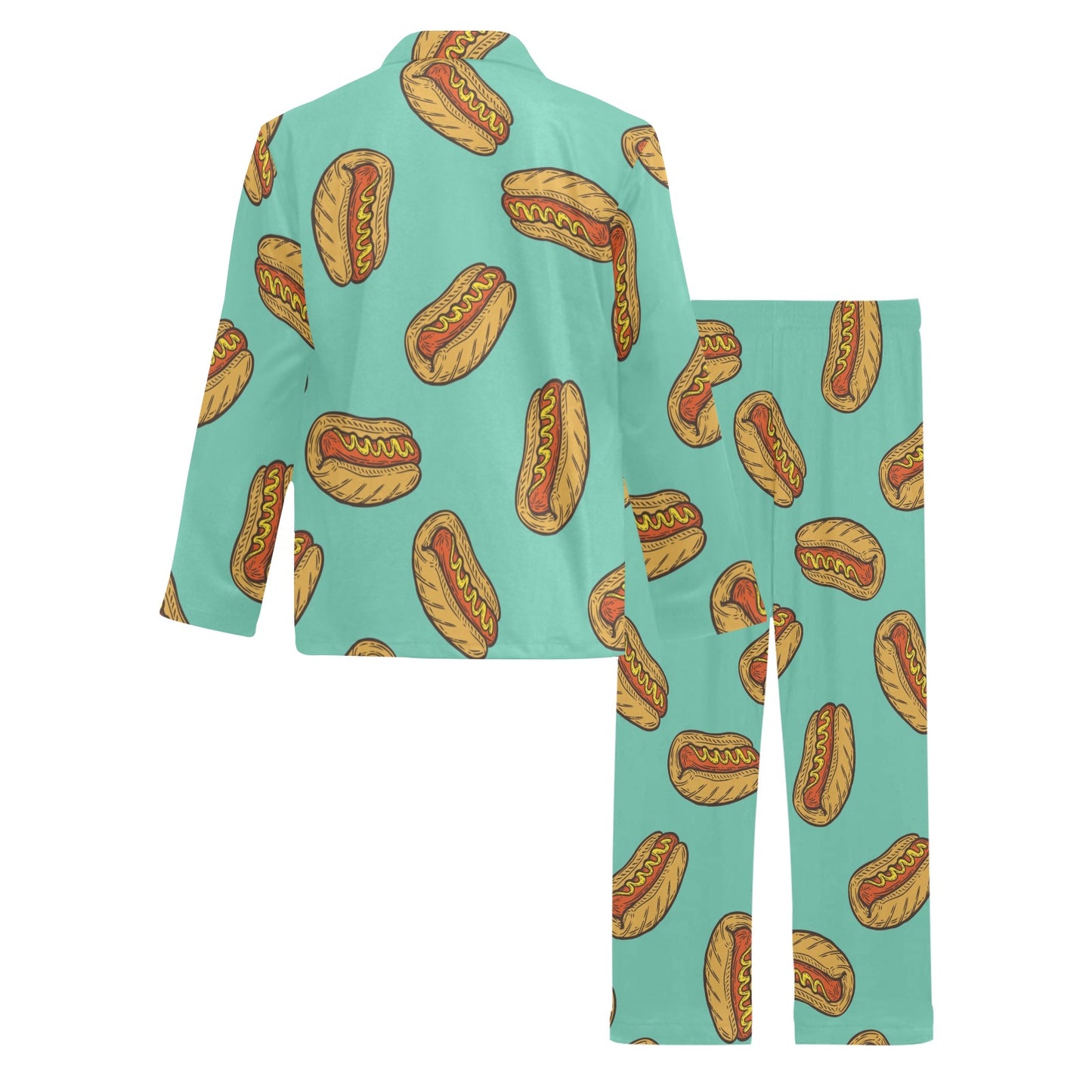 Hot Dog Pattern Print Design 04 Men's Long Pajama Set