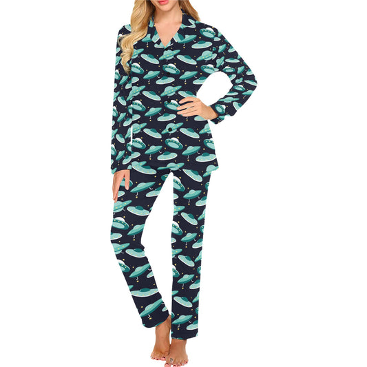 UFO Print Design LKS304 Women's Long Pajama Set