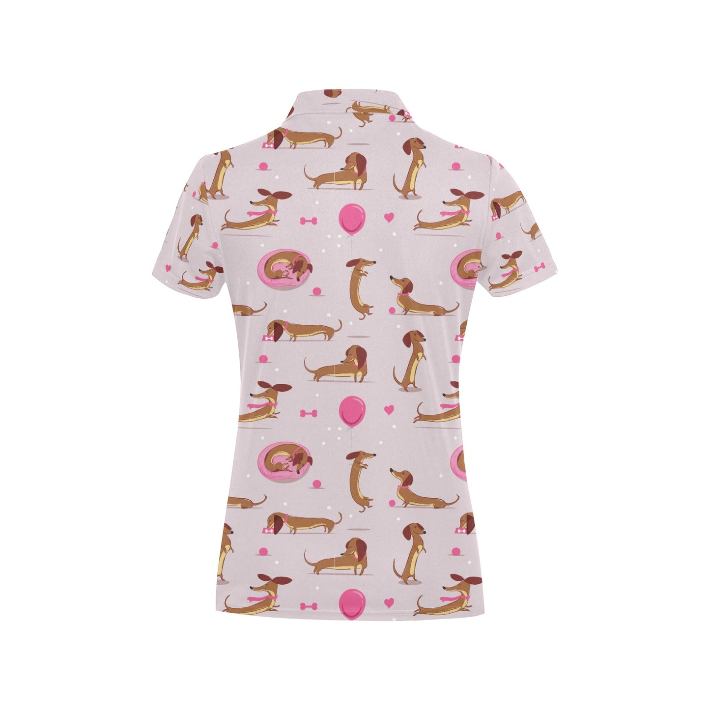 Dachshund Pattern Print Design 10 Women's Polo Shirt