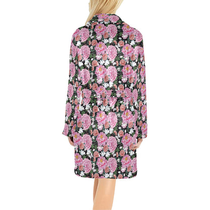 Dahlia Pattern Print Design 02 Women's Fleece Robe
